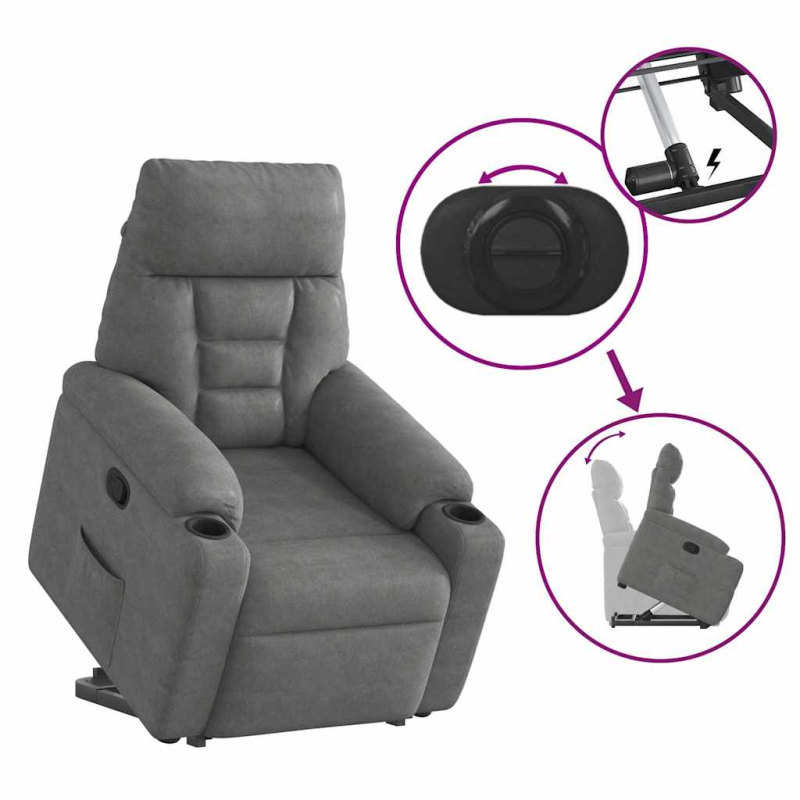 Relaxsessel mit Aufstehhilfe Dunkelgrau Mikrofasergewebe