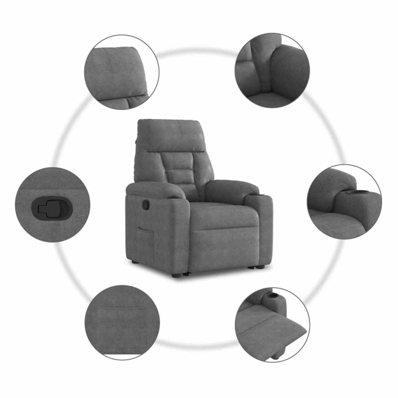 Relaxsessel mit Aufstehhilfe Dunkelgrau Mikrofasergewebe