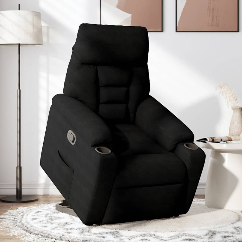 Relaxsessel mit Aufstehhilfe Schwarz Mikrofasergewebe