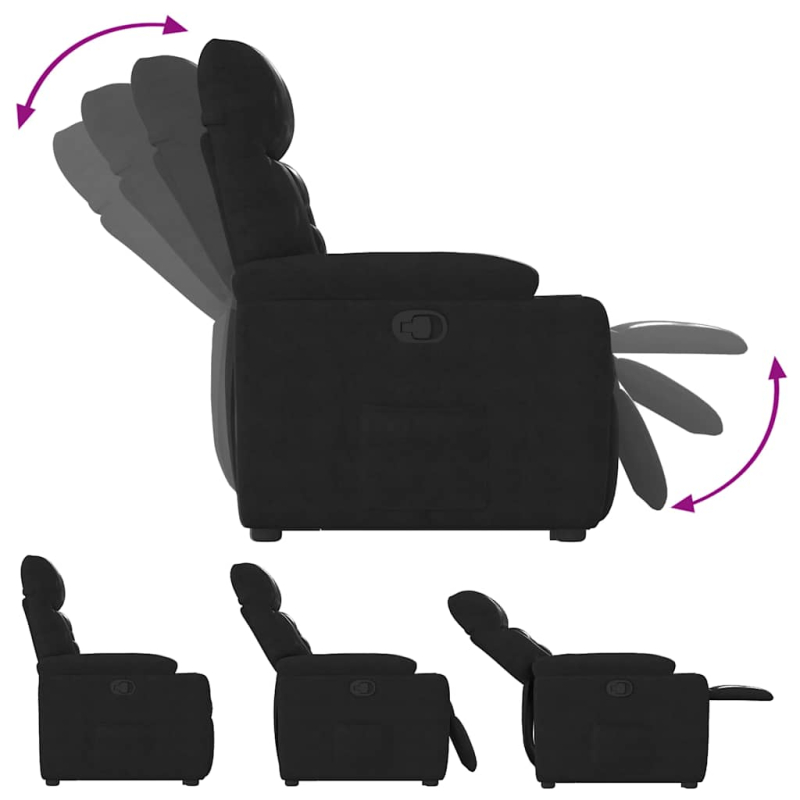 Relaxsessel mit Aufstehhilfe Schwarz Mikrofasergewebe