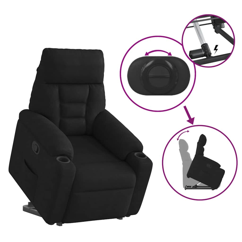 Relaxsessel mit Aufstehhilfe Schwarz Mikrofasergewebe