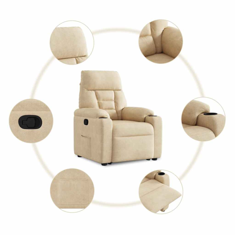 Relaxsessel mit Aufstehhilfe Creme Mikrofasergewebe