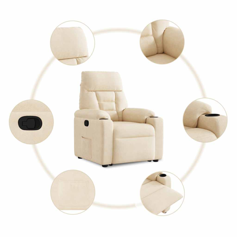 Relaxsessel mit Aufstehhilfe Beige Mikrofasergewebe