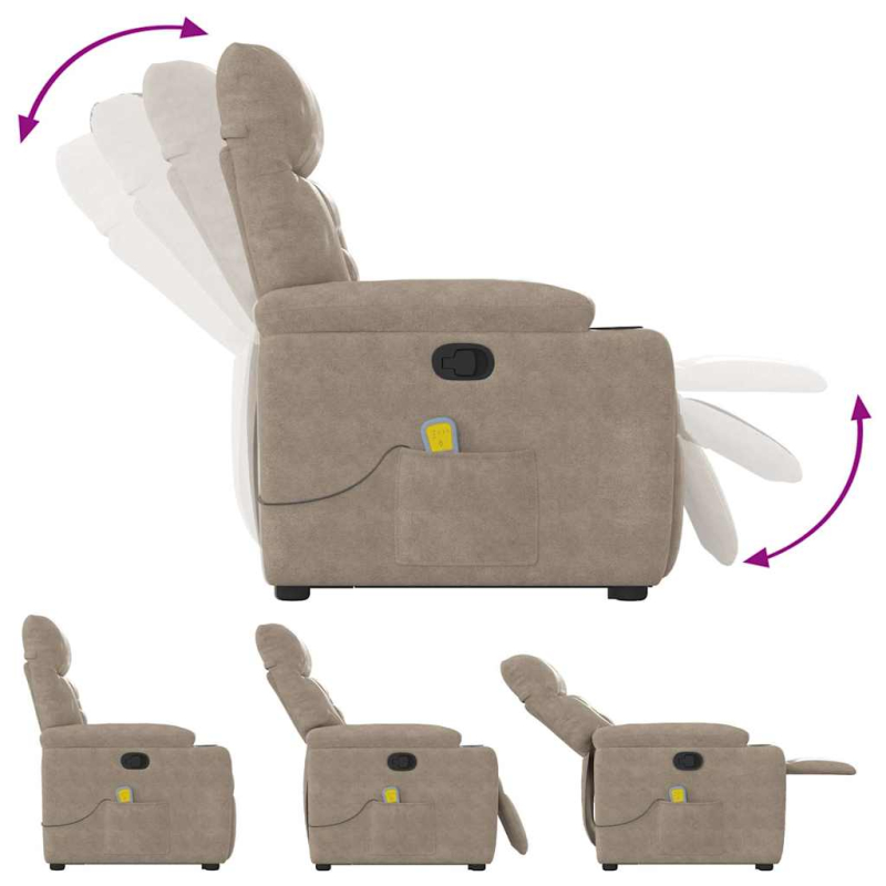 Massagesessel mit Aufstehhilfe Taupe Mikrofasergewebe