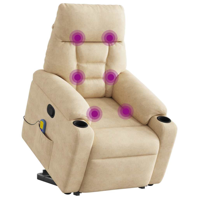 Massagesessel mit Aufstehhilfe Creme Mikrofasergewebe