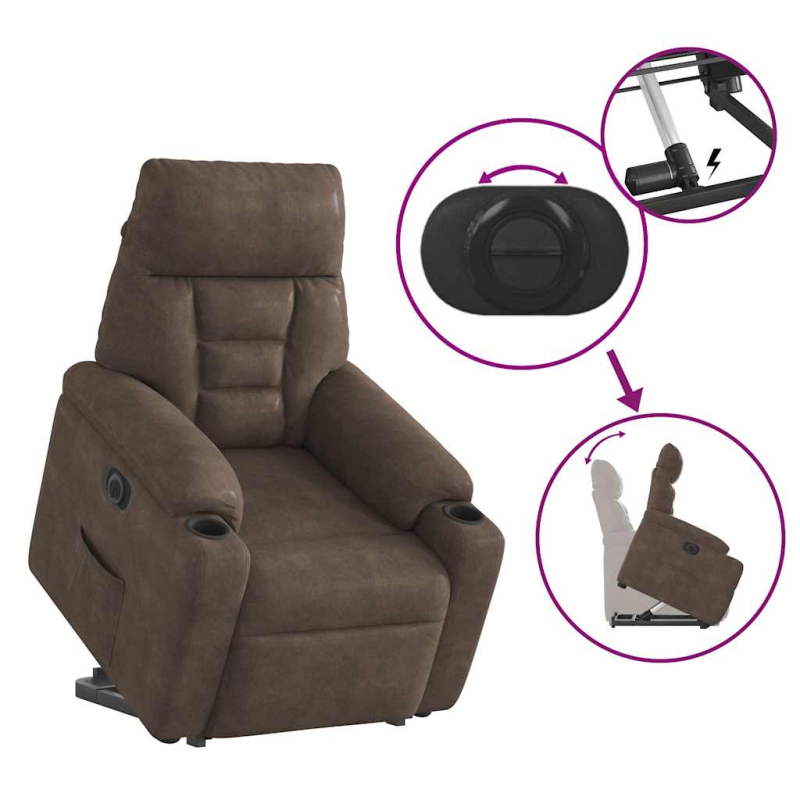 Relaxsessel mit Aufstehhilfe Elektrisch Braun Mikrofasergewebe
