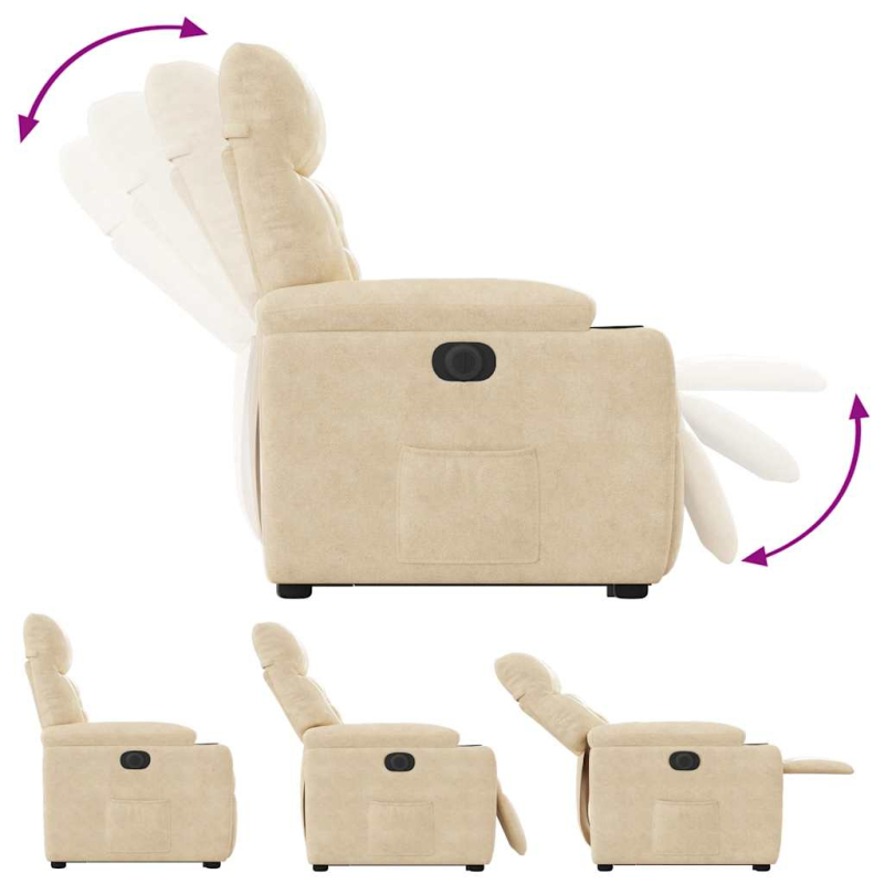 Relaxsessel mit Aufstehhilfe Elektrisch Creme Mikrofasergewebe