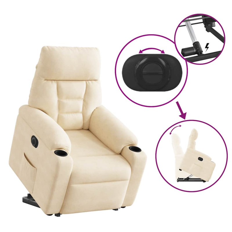 Relaxsessel mit Aufstehhilfe Elektrisch Beige Mikrofasergewebe
