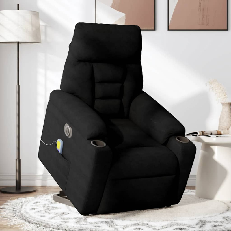 Massagesessel Aufstehhilfe Elektrisch Schwarz Mikrofasergewebe