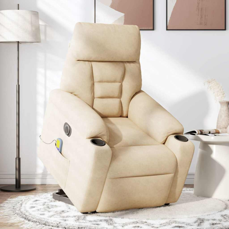Massagesessel Aufstehhilfe Elektrisch Creme Mikrofasergewebe