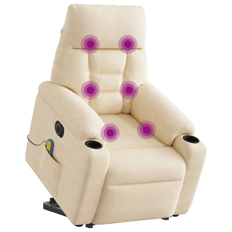Massagesessel Aufstehhilfe Elektrisch Beige Mikrofasergewebe