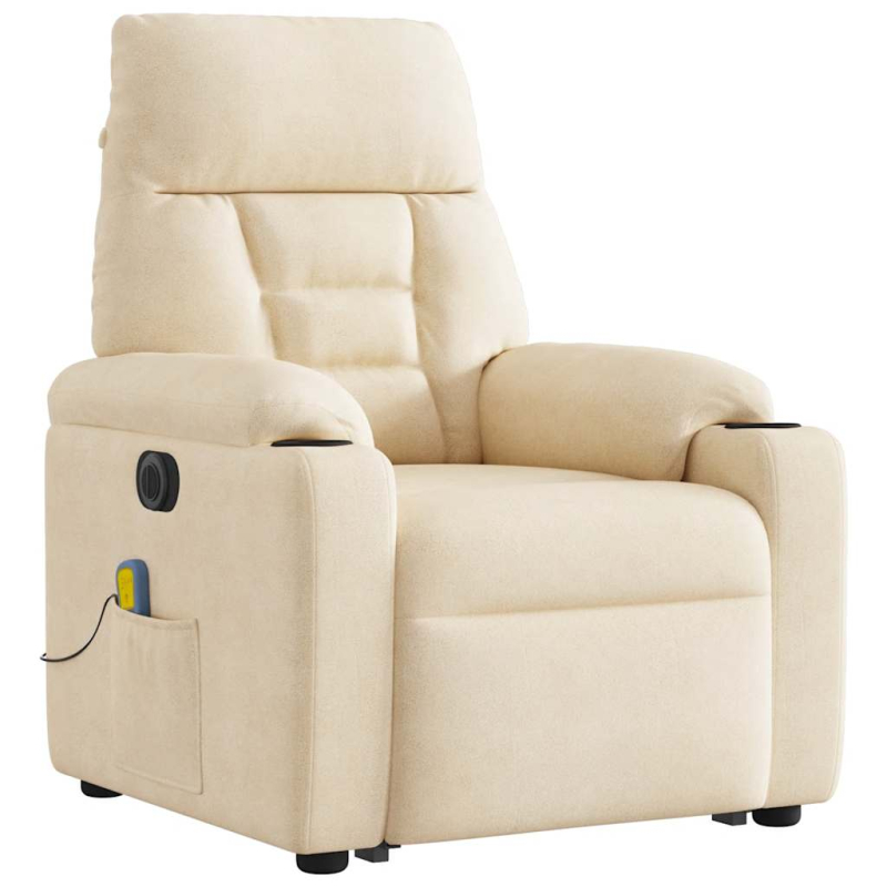 Massagesessel Aufstehhilfe Elektrisch Beige Mikrofasergewebe