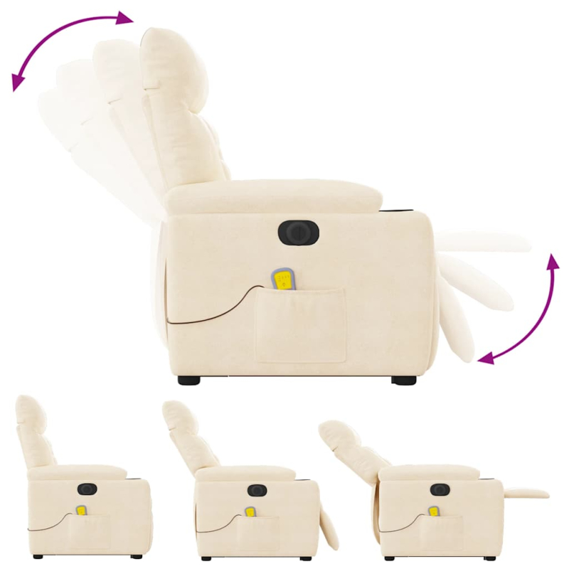 Massagesessel Aufstehhilfe Elektrisch Beige Mikrofasergewebe