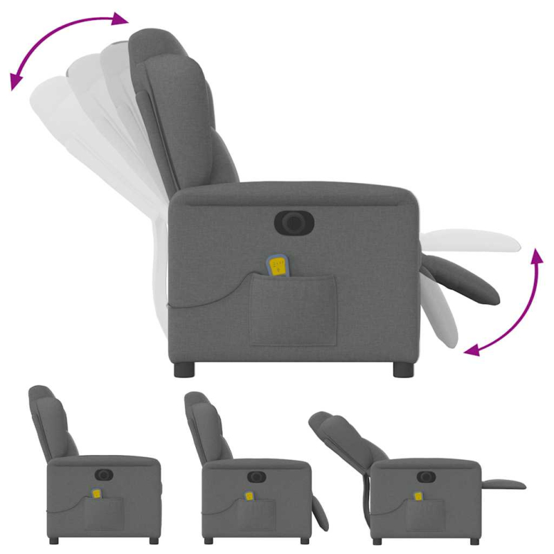 Massagesessel Elektrisch Dunkelgrau Stoff