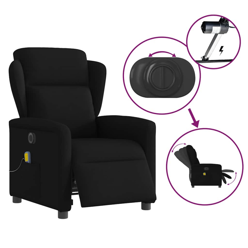 Massagesessel Elektrisch Schwarz Stoff
