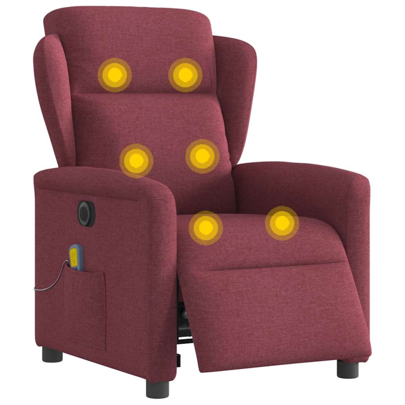 Massagesessel Elektrisch Weinrot Stoff