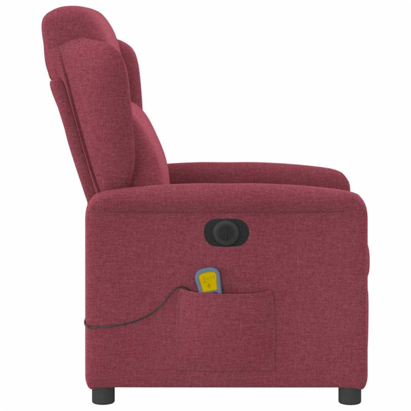 Massagesessel Elektrisch Weinrot Stoff