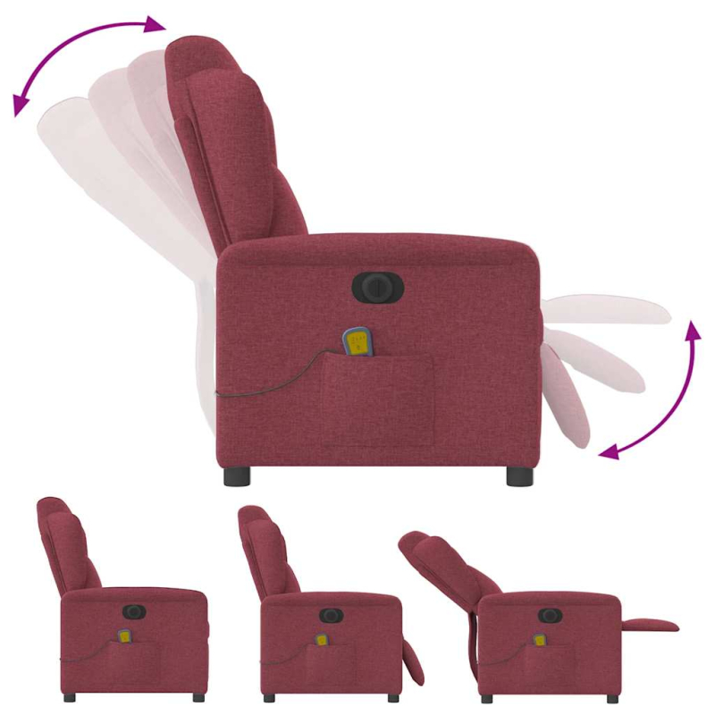 Massagesessel Elektrisch Weinrot Stoff