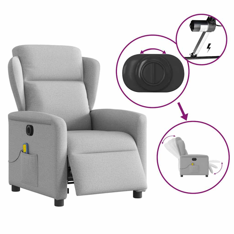 Massagesessel Elektrisch Wolkengrau Stoff