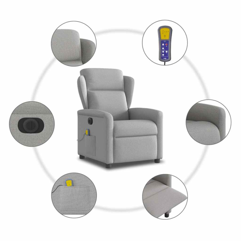 Massagesessel Elektrisch Wolkengrau Stoff