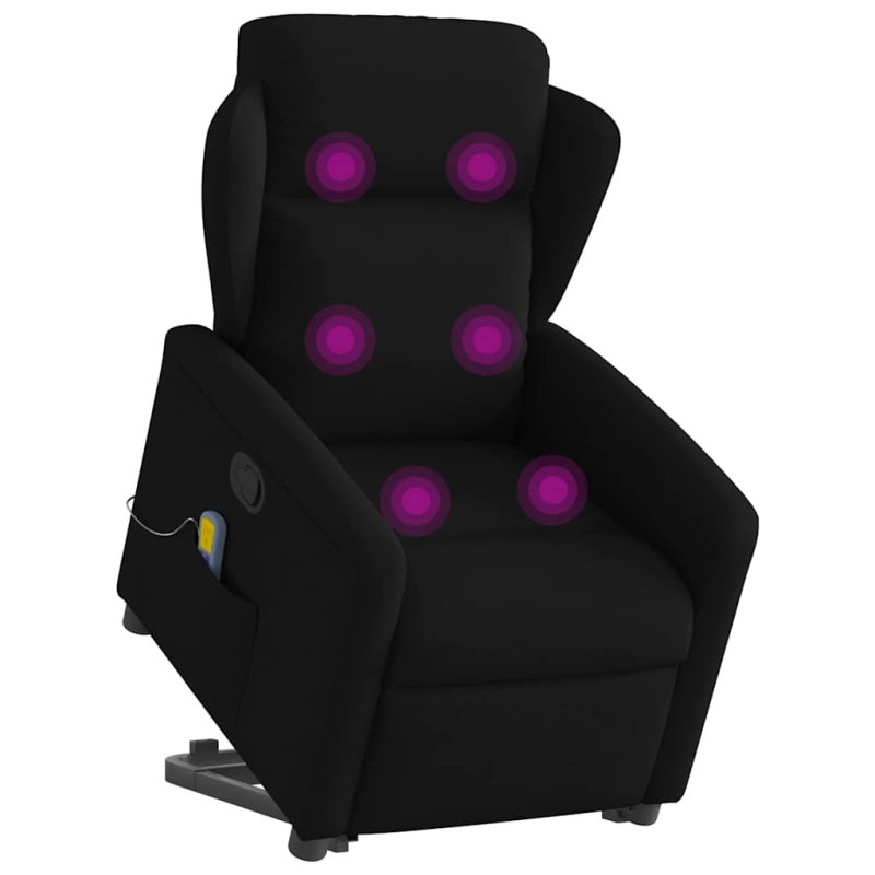 Massagesessel mit Aufstehhilfe Schwarz Stoff