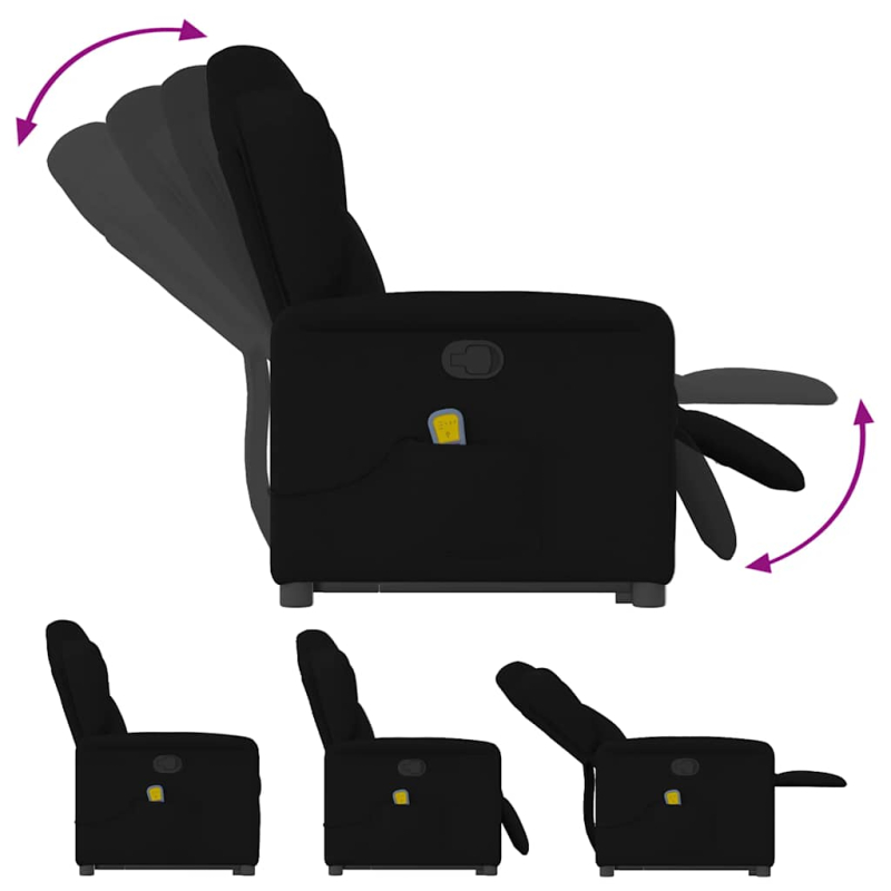 Massagesessel mit Aufstehhilfe Schwarz Stoff