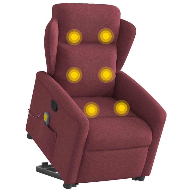 Massagesessel mit Aufstehhilfe Weinrot Stoff