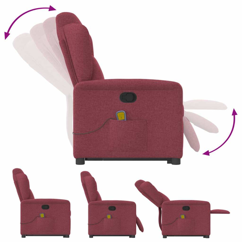 Massagesessel mit Aufstehhilfe Weinrot Stoff