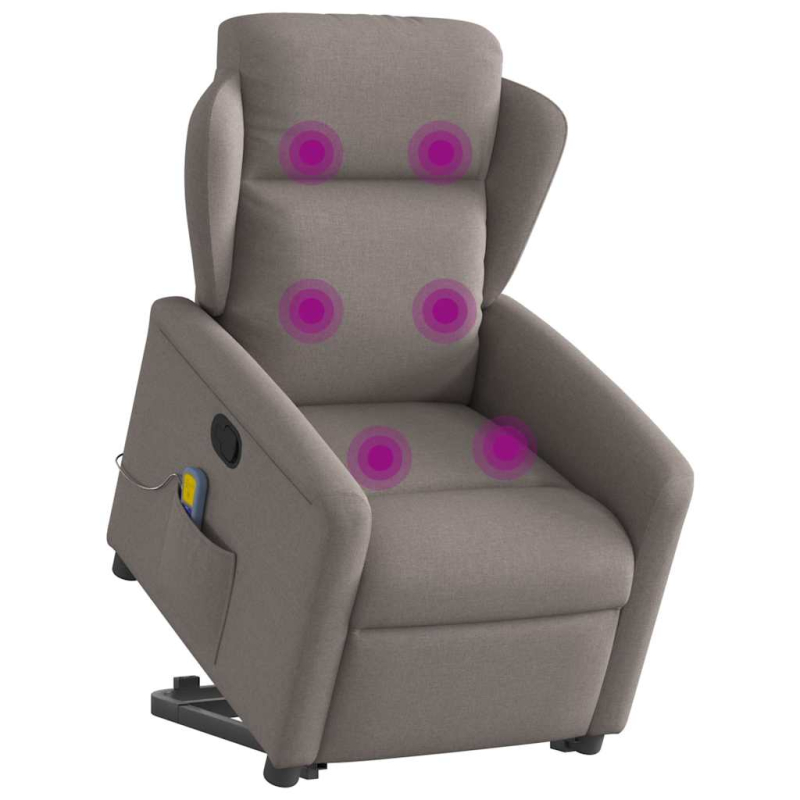 Massagesessel mit Aufstehhilfe Taupe Stoff