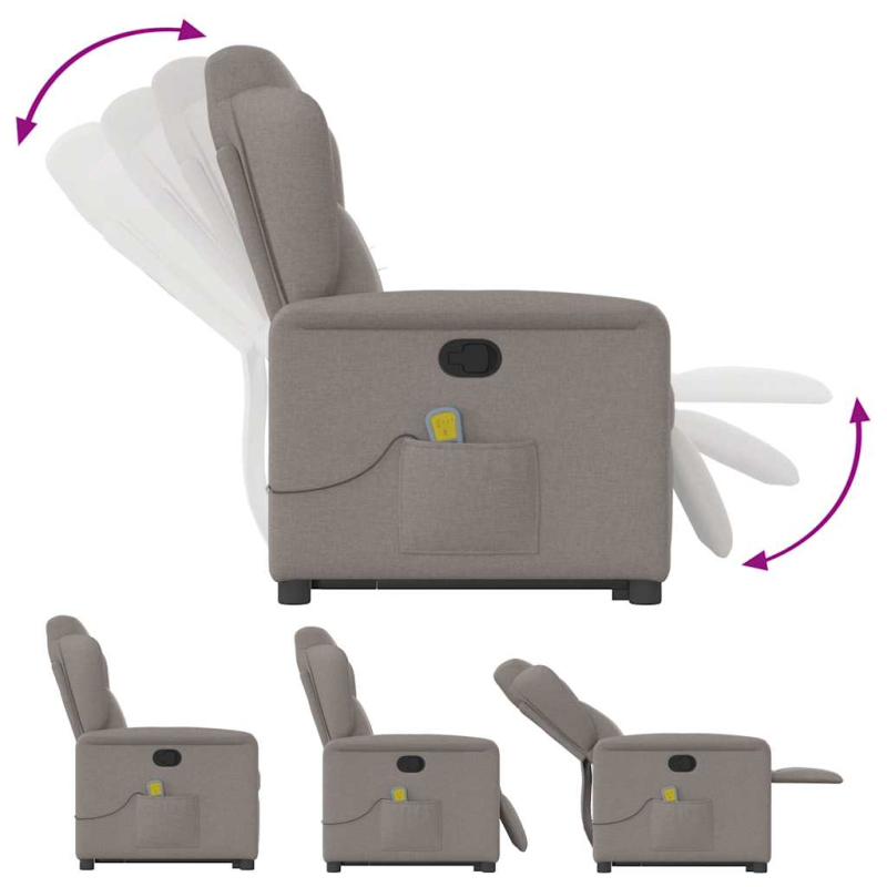 Massagesessel mit Aufstehhilfe Taupe Stoff