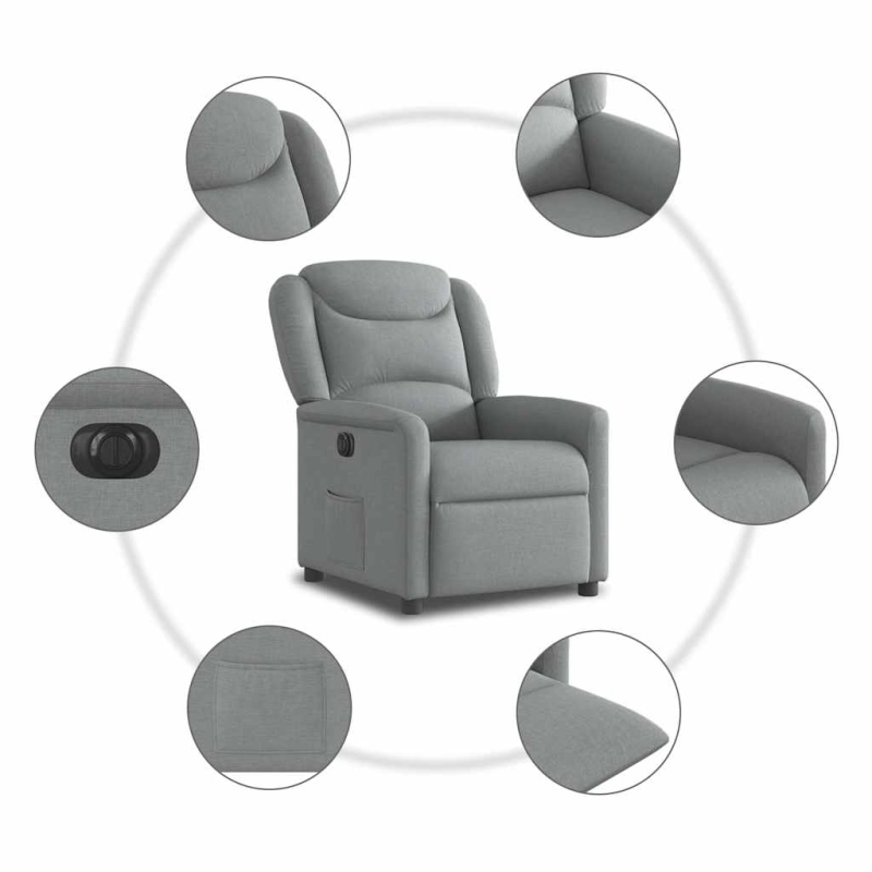 Relaxsessel Elektrisch Hellgrau Stoff
