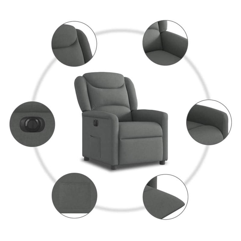 Relaxsessel Elektrisch Dunkelgrau Stoff