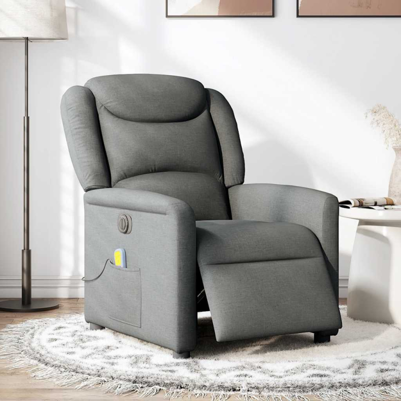 Massagesessel Elektrisch Dunkelgrau Stoff