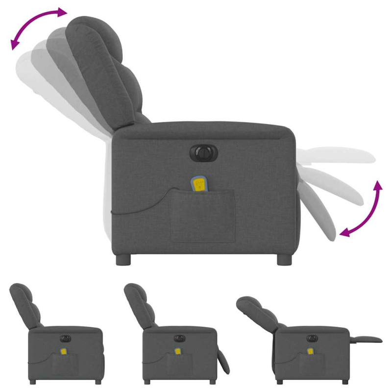 Massagesessel Elektrisch Dunkelgrau Stoff