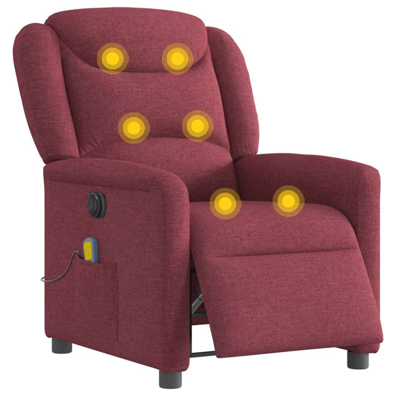 Massagesessel Elektrisch Weinrot Stoff