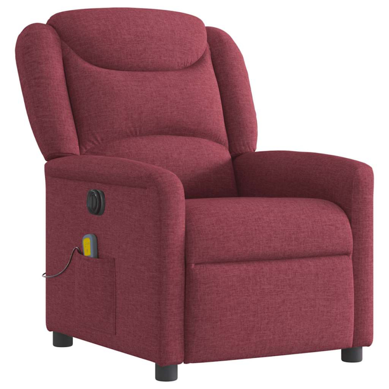 Massagesessel Elektrisch Weinrot Stoff