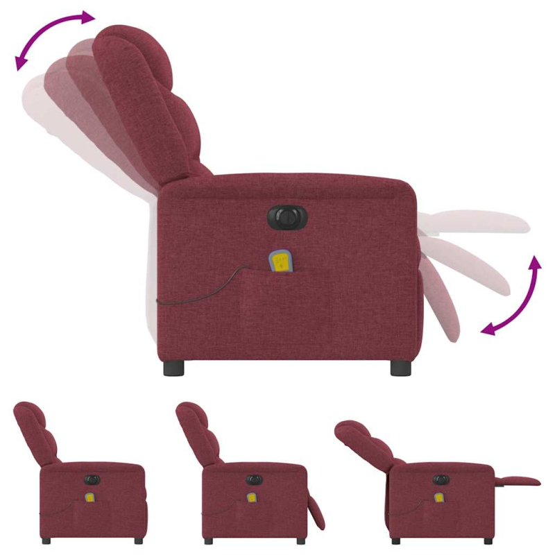 Massagesessel Elektrisch Weinrot Stoff