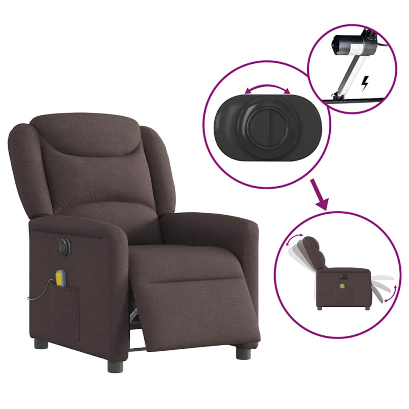 Massagesessel Elektrisch Dunkelbraun Stoff