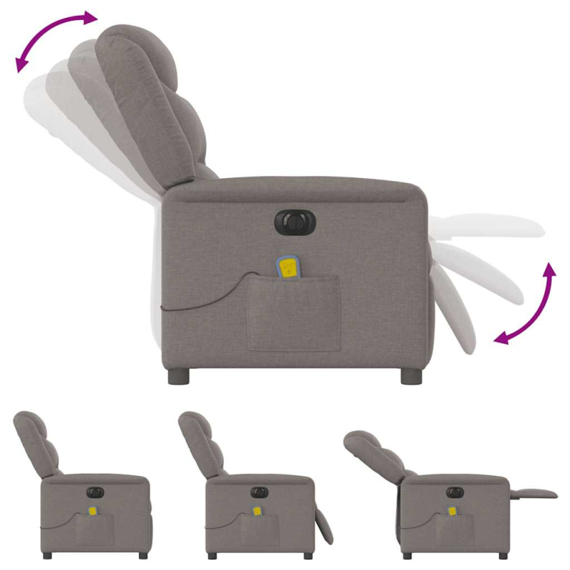 Massagesessel Elektrisch Taupe Stoff