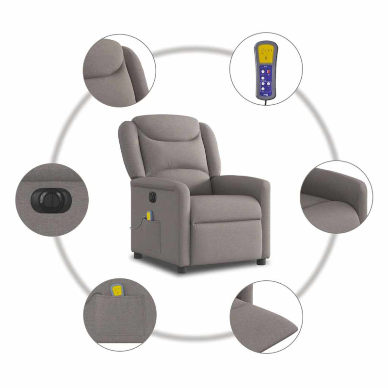 Massagesessel Elektrisch Taupe Stoff