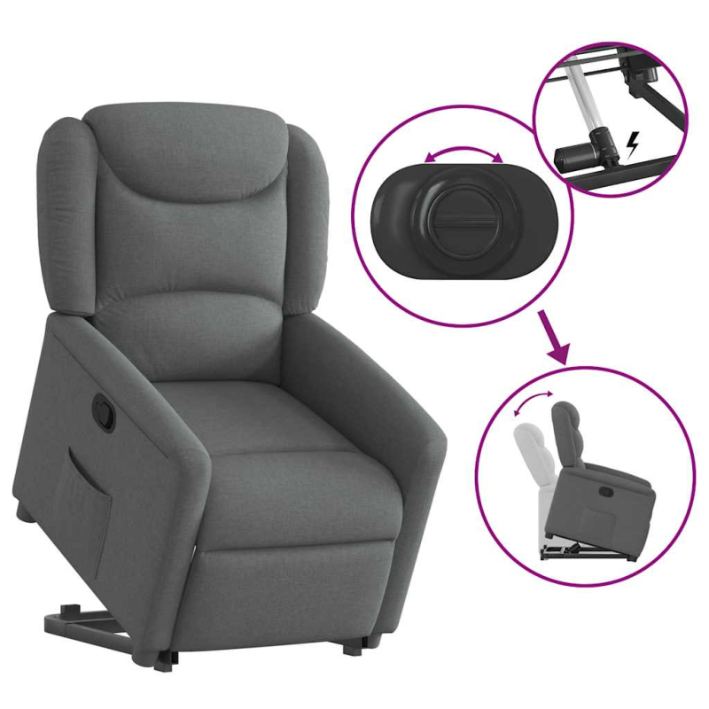 Relaxsessel mit Aufstehhilfe Dunkelgrau Stoff