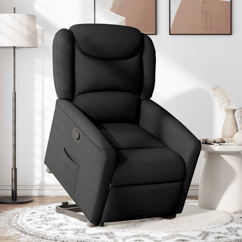 Relaxsessel mit Aufstehhilfe Schwarz Stoff