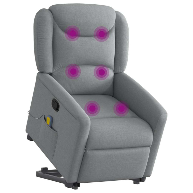 Massagesessel mit Aufstehhilfe Hellgrau Stoff