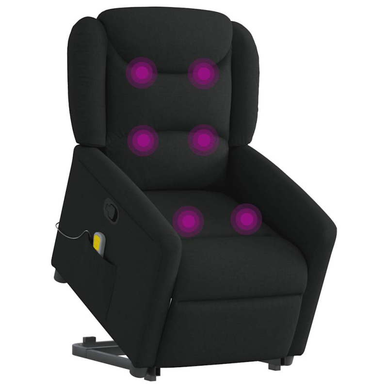 Massagesessel mit Aufstehhilfe Schwarz Stoff