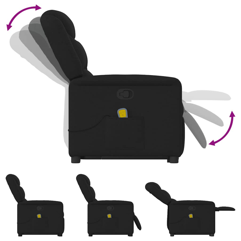 Massagesessel mit Aufstehhilfe Schwarz Stoff