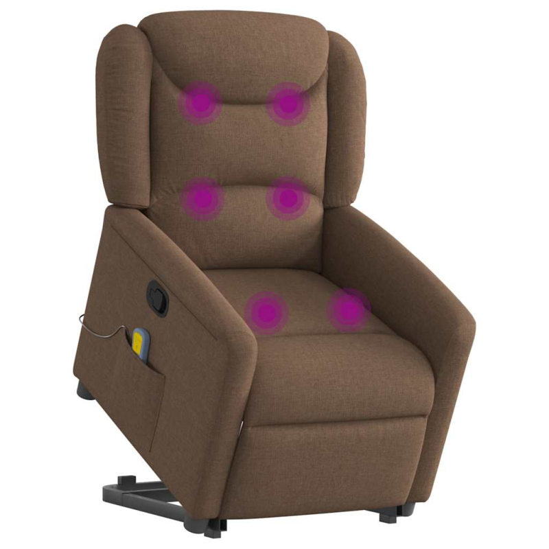Massagesessel mit Aufstehhilfe Braun Stoff
