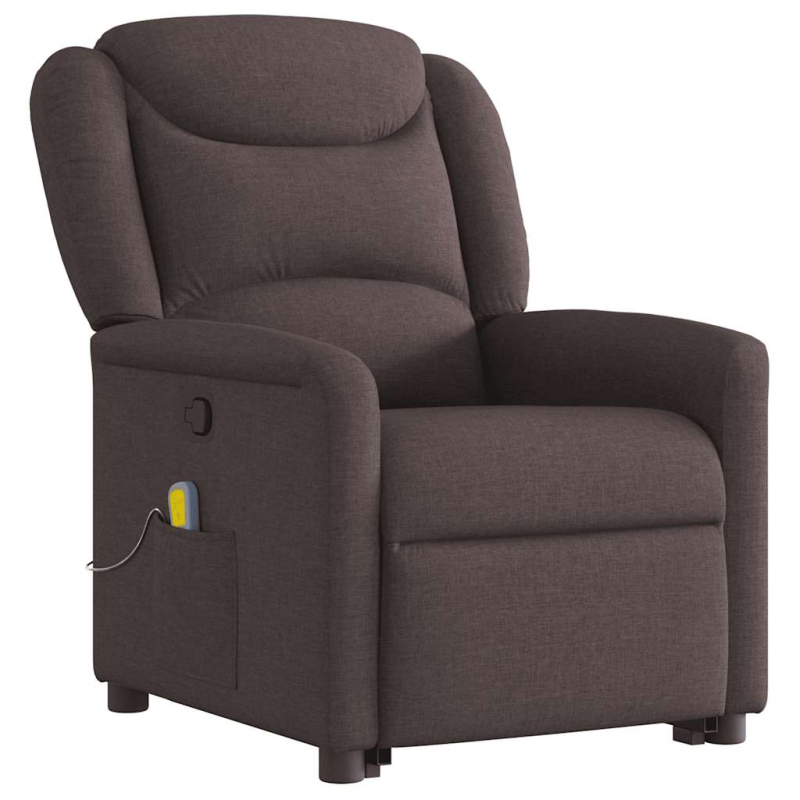 Massagesessel mit Aufstehhilfe Dunkelbraun Stoff