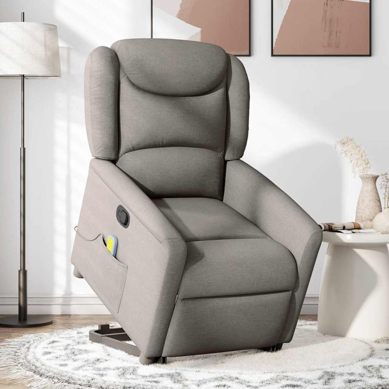 Massagesessel mit Aufstehhilfe Taupe Stoff