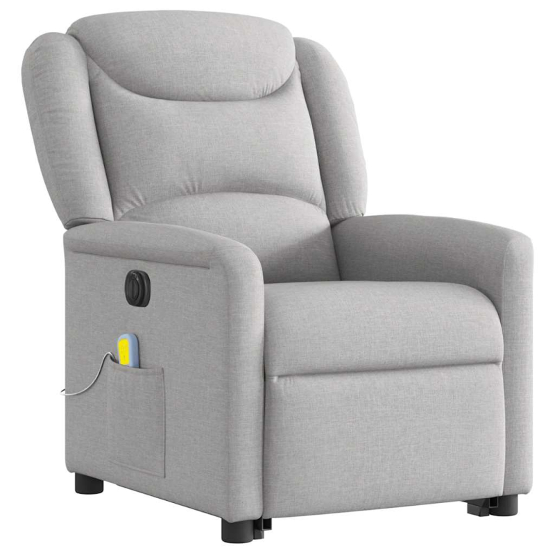 Massagesessel mit Aufstehhilfe Elektrisch Wolkengrau Stoff