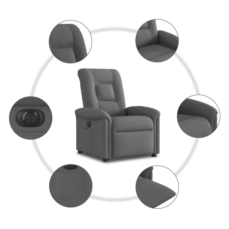 Relaxsessel Elektrisch Dunkelgrau Stoff